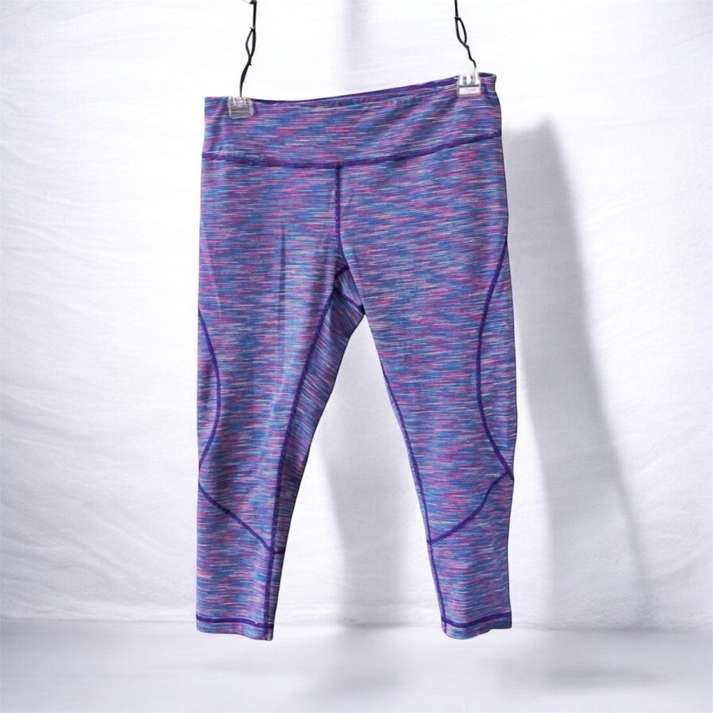 Nordstrom Zella Spacedye Striped Athletic Reversible Capri Leggings Medium